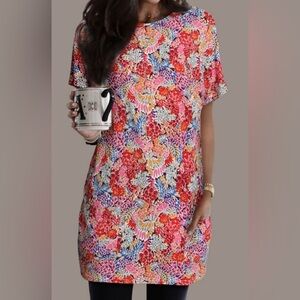 Multicolor Boho Floral Print Tunic Top Dress